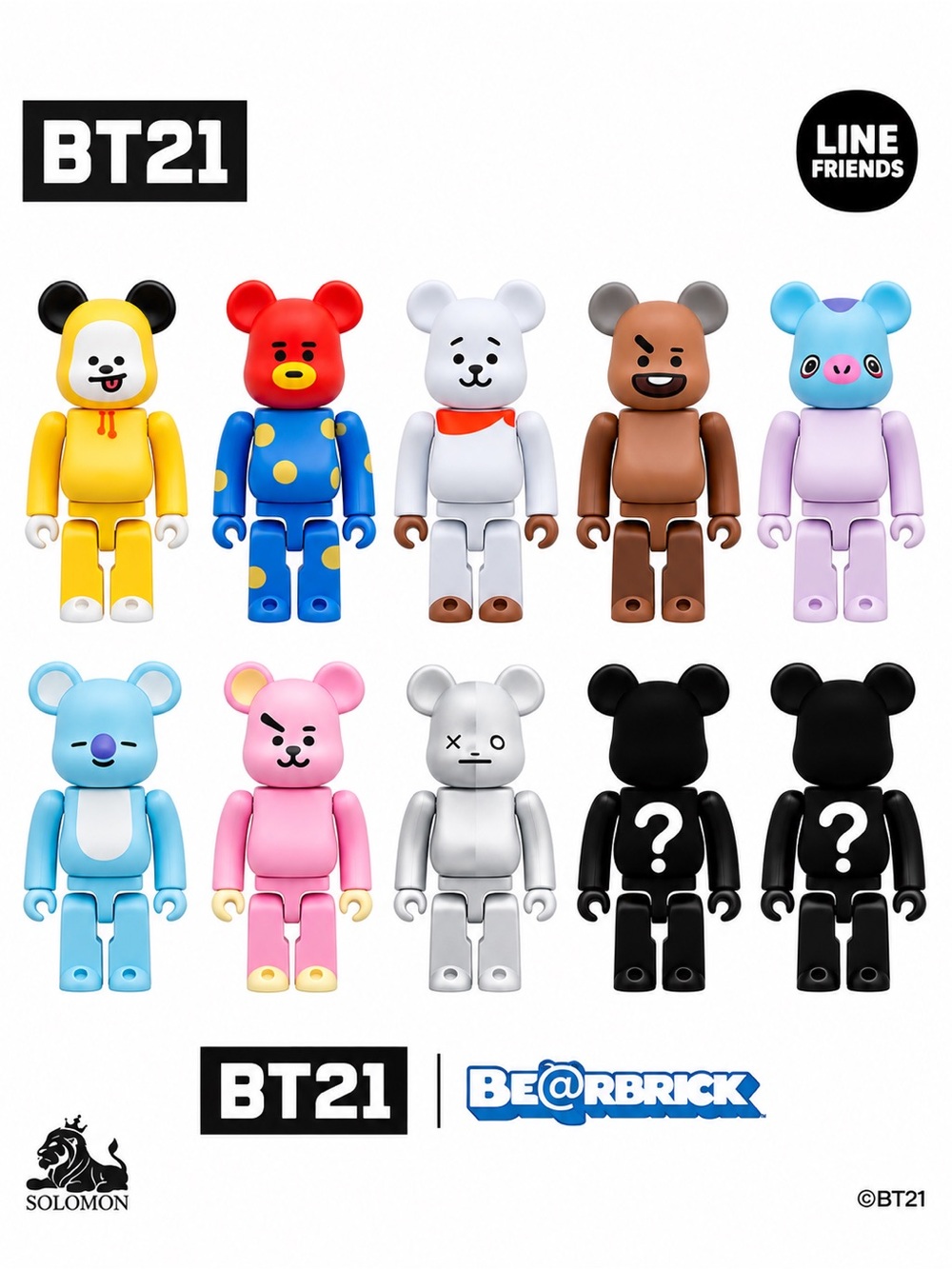 BT21 BEARBRICK SERIES BY BTS X LINE FRIENDS X MEDICOM - PRE-OWNED